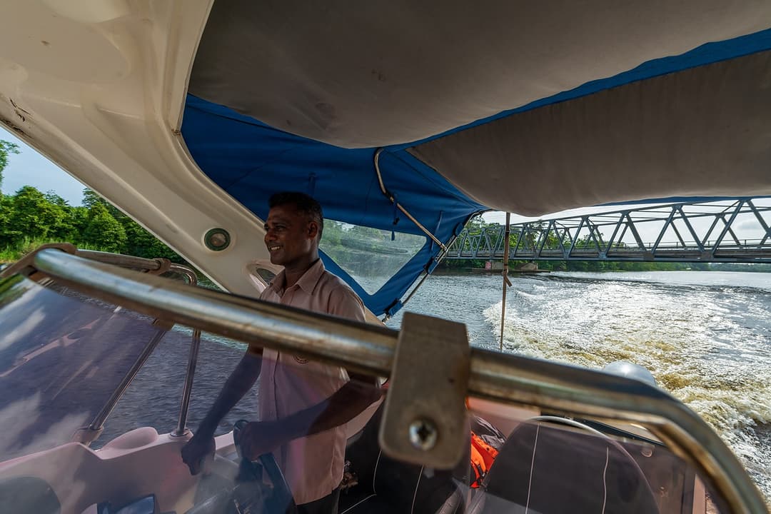 Speedboat water sports on Bolgoda Lake from a private lakefront villa