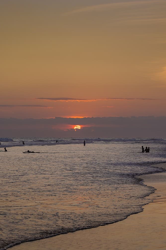 Kabalana Beach Ahangama sunset with deep red and orange sky over ocean