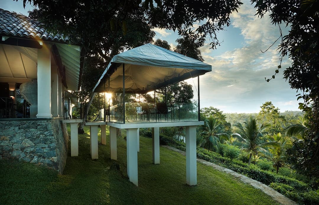 Kahanda Kanda dining pavilion bathed in morning light