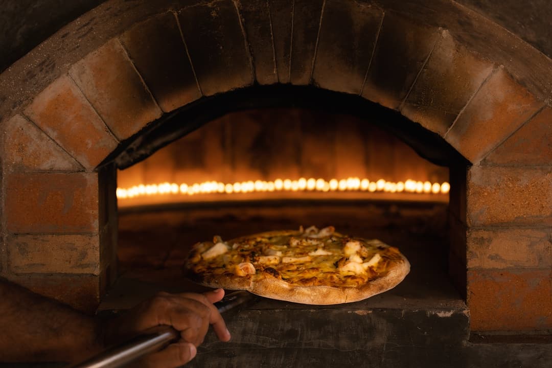 Wood-fired pizza oven at Heritage House Bentota restaurant, Bentota, Sri Lanka