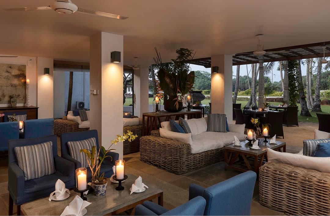 Reception lobby with colonial-era furnishings at Heritage House Bentota, Bentota, Sri Lanka