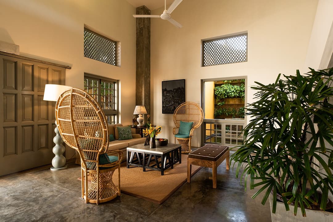 Heritage House Bentota lobby peacock rattan chairs