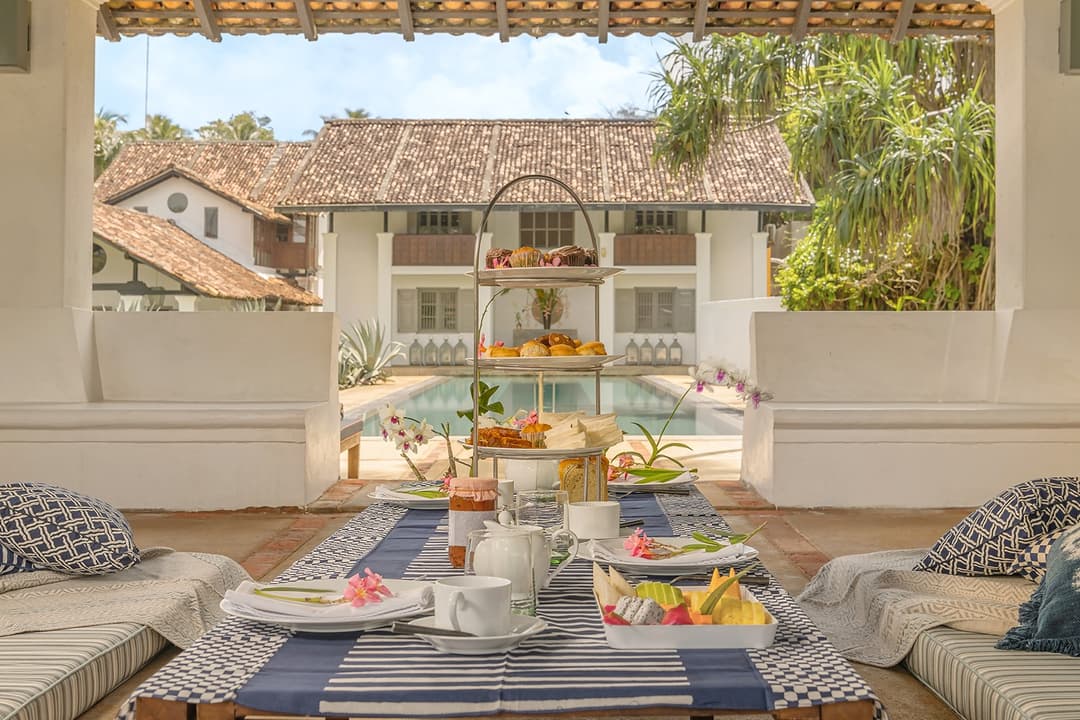 Evening high tea by the pool at Heritage House Bentota