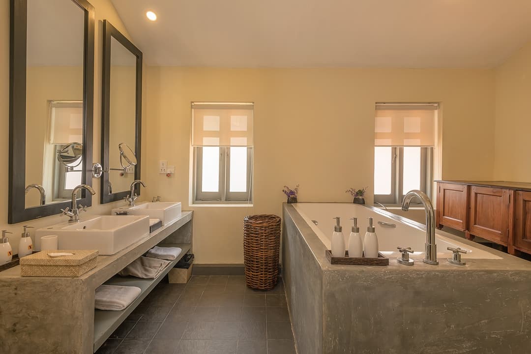 Freestanding bathtub with tropical outlook at Heritage House Bentota, Bentota, Sri Lanka