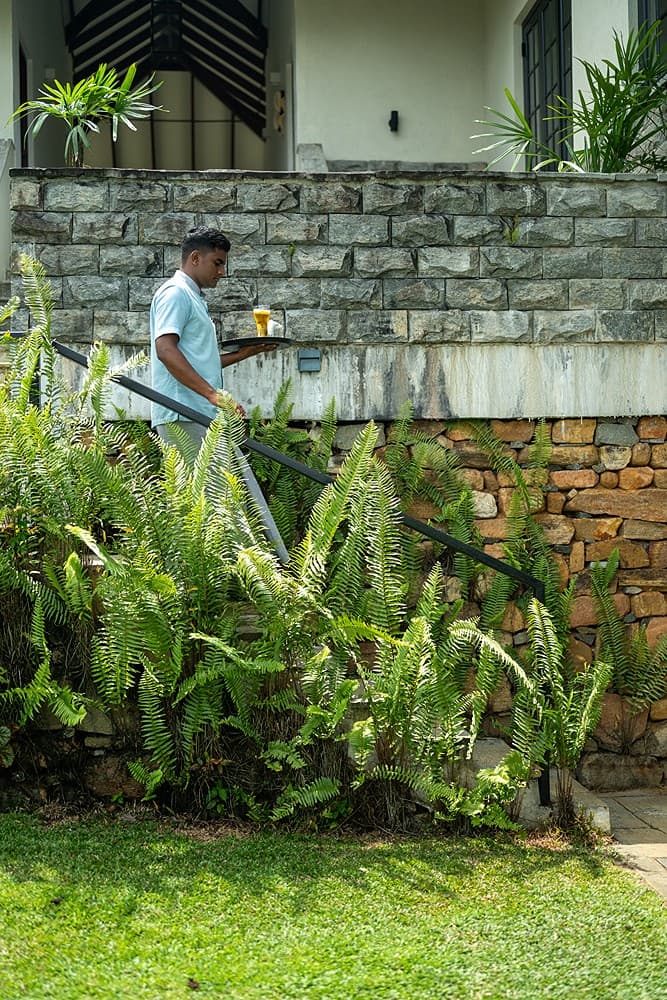 Camellia Hills garden and dining terrace exterior, Dickoya, Sri Lanka