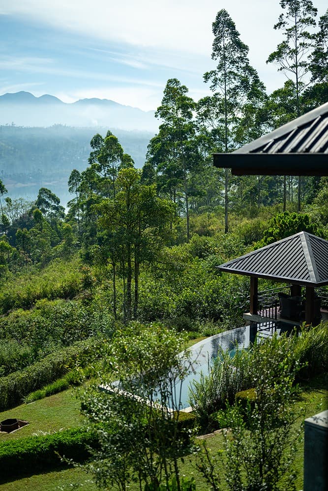 Camellia Hills pool with mountain valley views, Dickoya, Sri Lanka