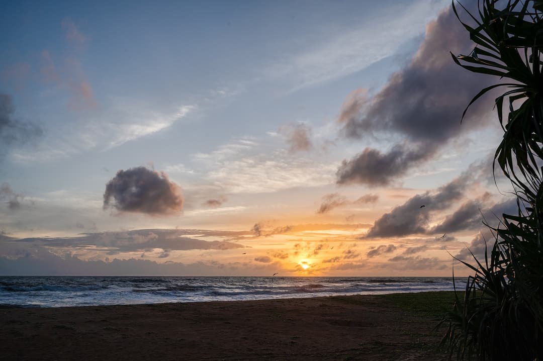 Dramatic sunset on Bentota beach directly from Kirana Villa, Sri Lanka