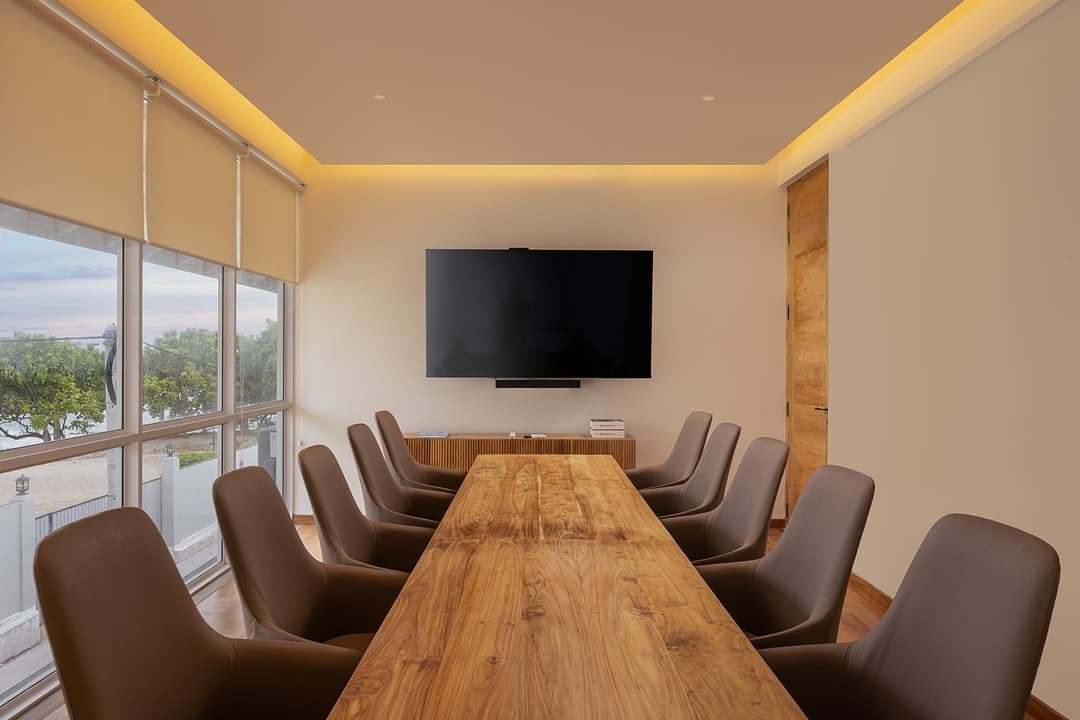 Asaya Sands Mirissa meeting room with conference table and large TV, Mirissa, Sri Lanka