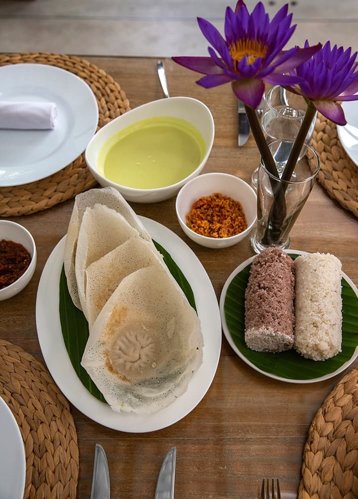 Sri Lankan hoppers breakfast at Magalla Casa Galle