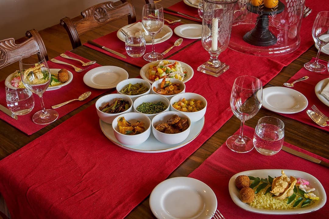 Dining table dressed and set, The Divine Villa Talpe