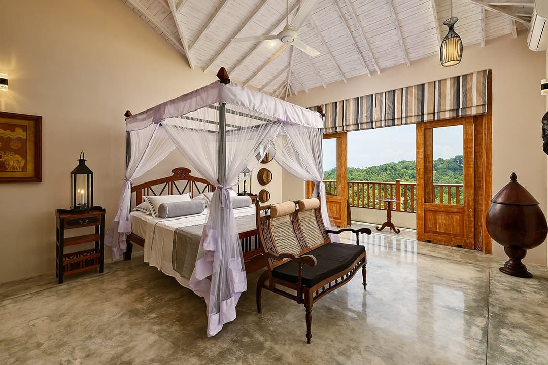 Lanka Room interior with balcony, Divine Villa Talpe