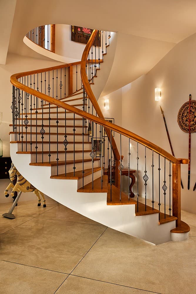 Spiral staircase interior, The Divine Villa Talpe