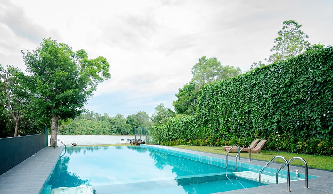 Pool with river view from above, Kurokawa Kalutara