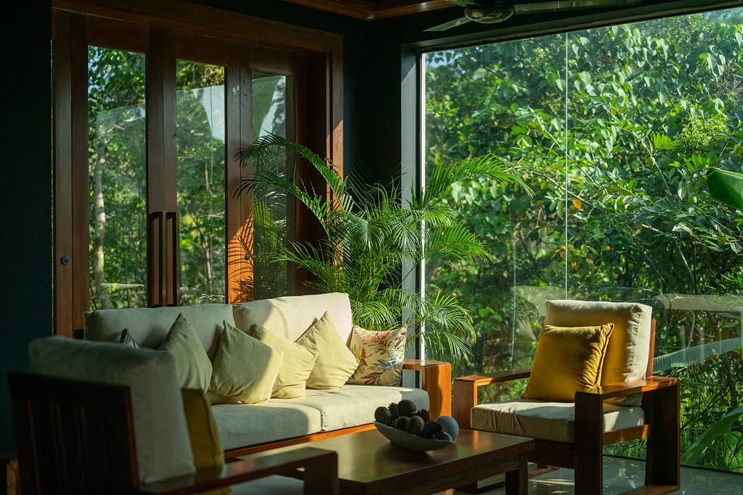 Living area with river view windows, Kurokawa Kalutara
