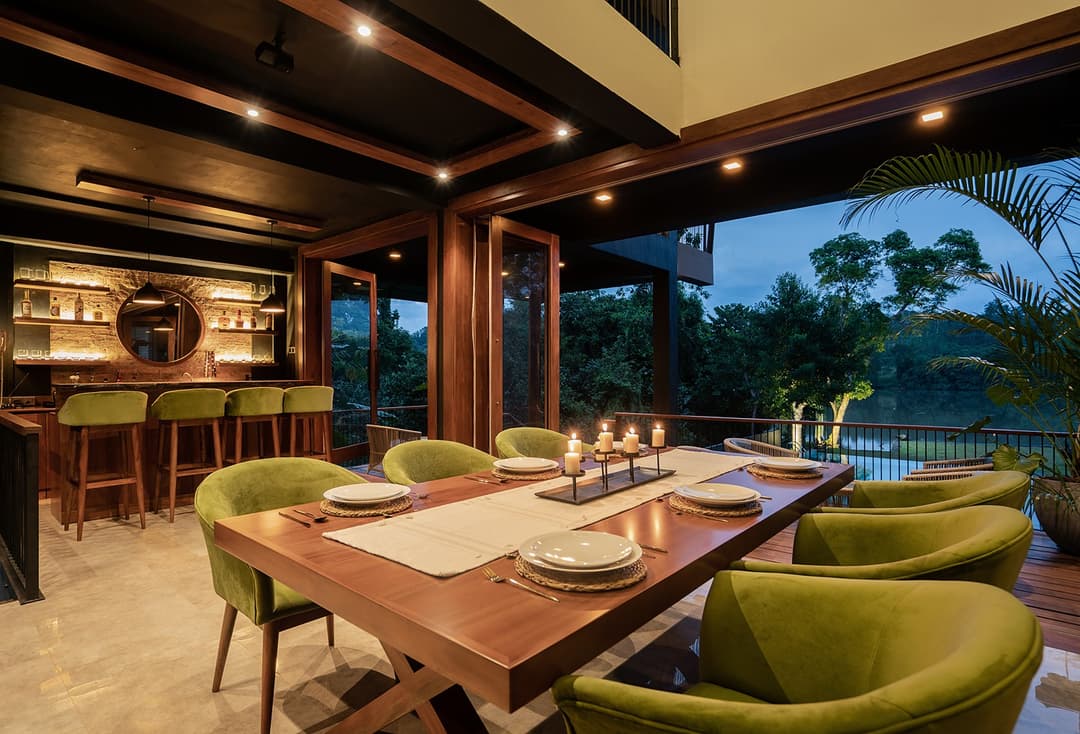 Candlelit dining interior at night, Kurokawa Kalutara