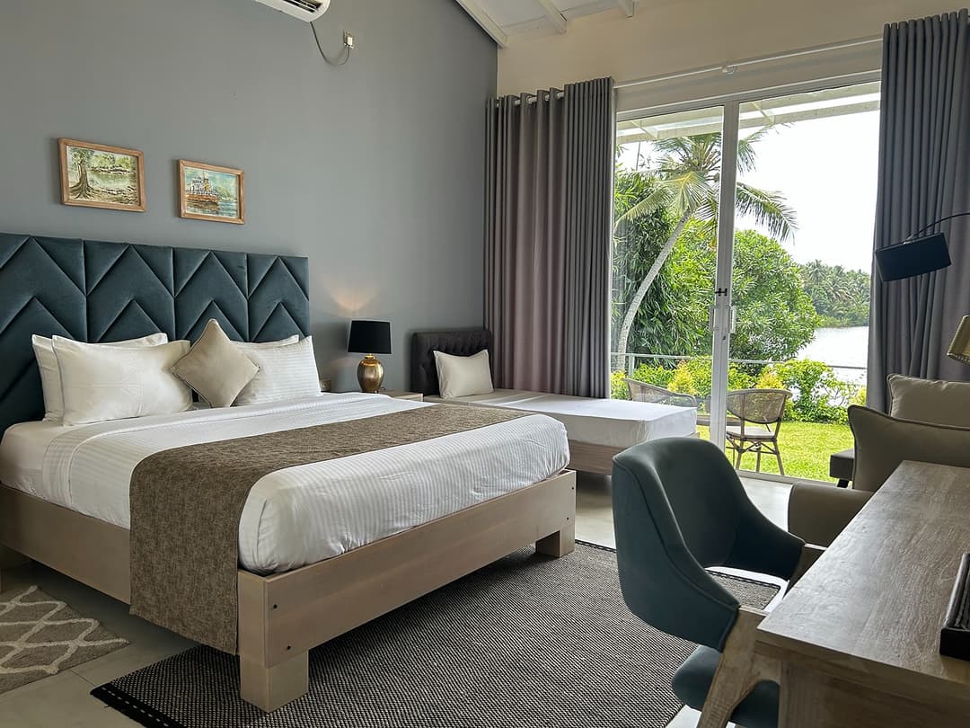 Bedroom with river view window, The Niche Hikkaduwa