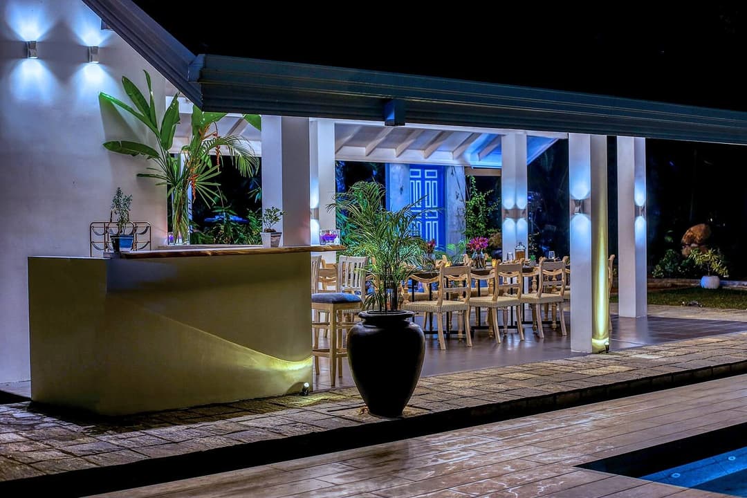 Exterior night lit bar terrace, The Niche Hikkaduwa