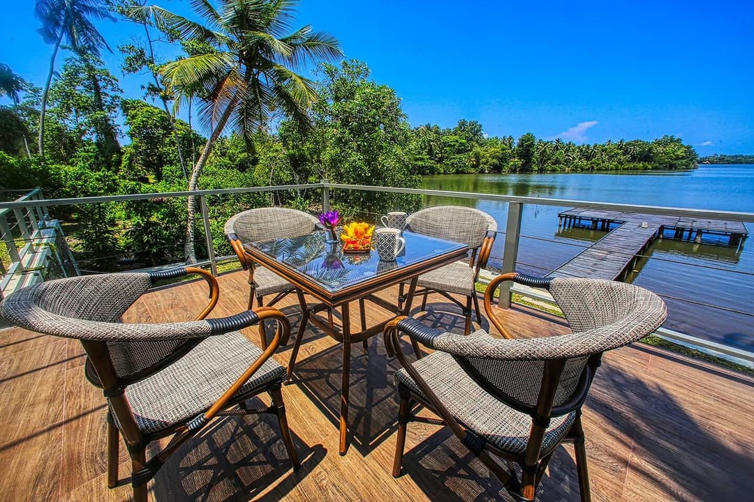 Jetty deck with river view and chairs, Niche Hikkaduwa