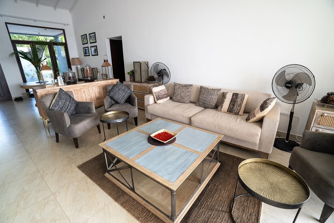 Living room with grey sofas, The Niche Hikkaduwa