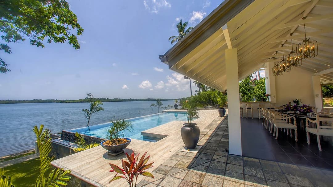 Villa pool terrace and river, The Niche Hikkaduwa