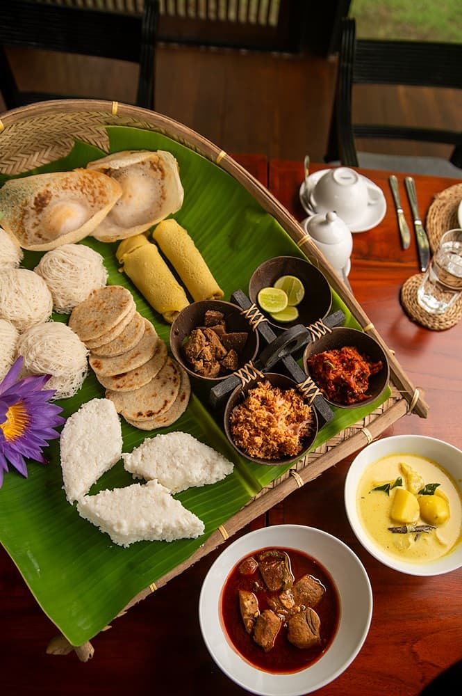 String hoppers on banana leaf, The Villa by CC Wadduwa