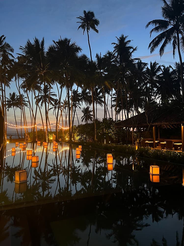 Lawn event with candles and palms, The Villa by CC Wadduwa
