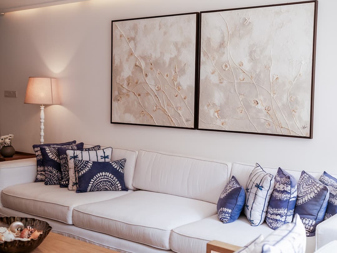Living room with white sofas, The Villa by CC Wadduwa