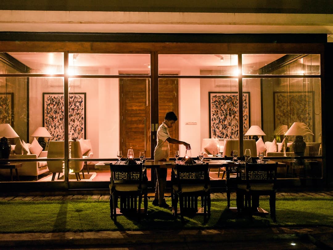 Outdoor dining pavilion wide view, The Villa by CC Wadduwa