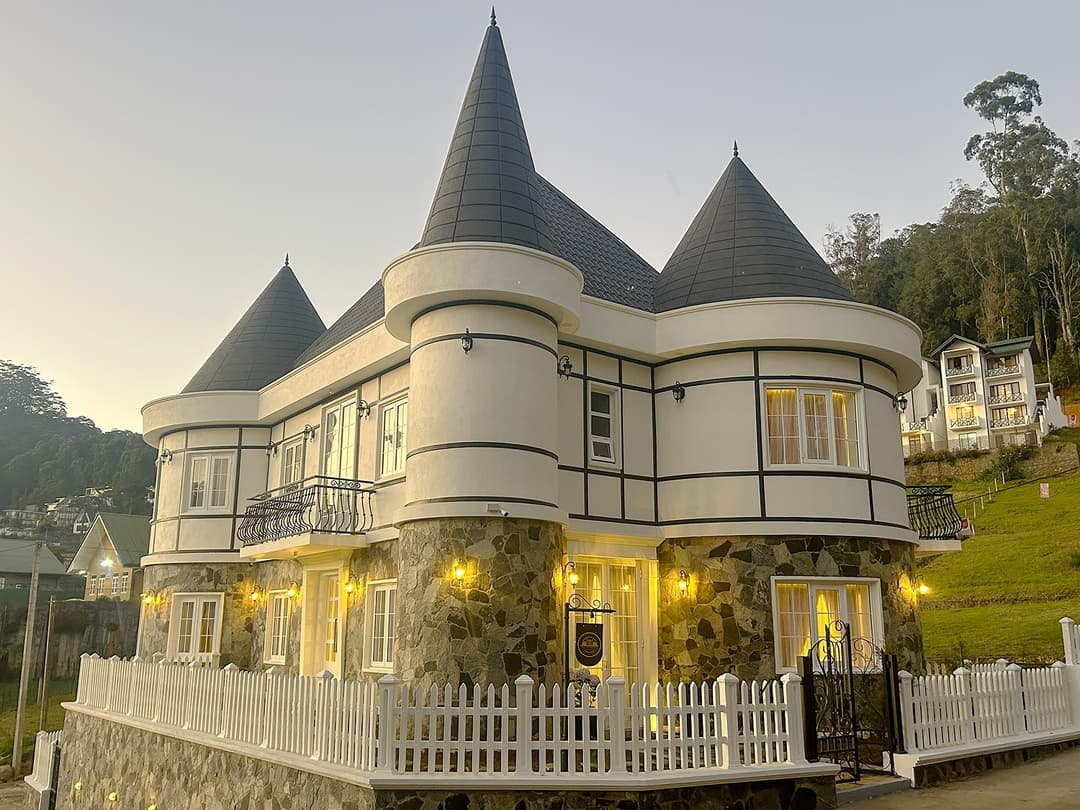 Villa exterior at dusk golden light, The Mystique Nuwara Eliya