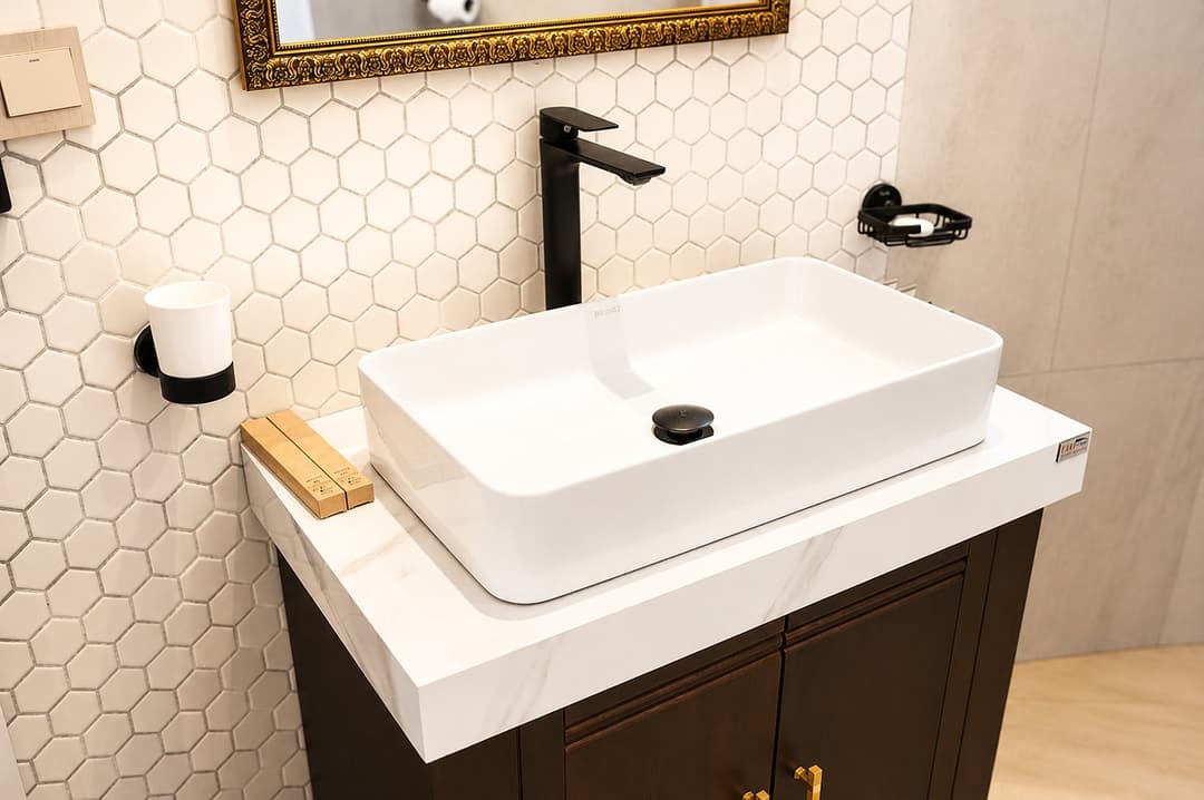 Bathroom basin with black tap, The Mystique Nuwara Eliya