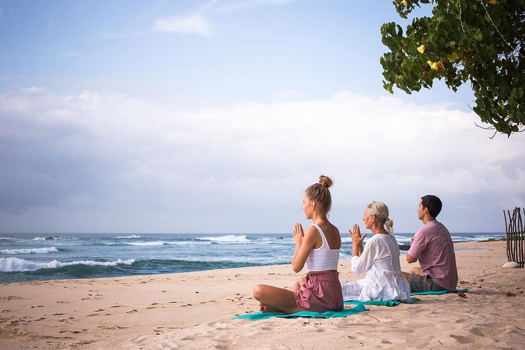 Meditation on beach, Sri Sharavi Beach Villas Mirissa