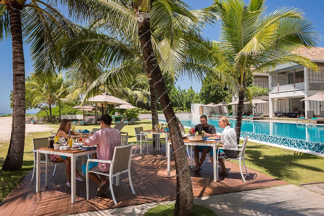 Couple on beachfront, Sri Sharavi Beach Villas Mirissa