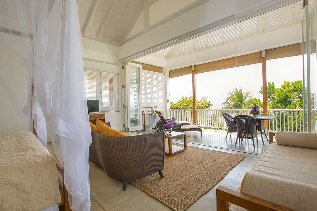 Bedroom terrace with ocean view, Sri Sharavi Mirissa