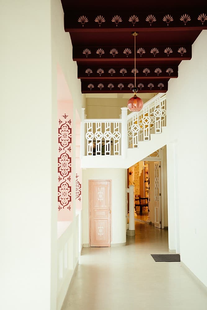 Staircase with ornate railing, Padmaraga Galle Fort
