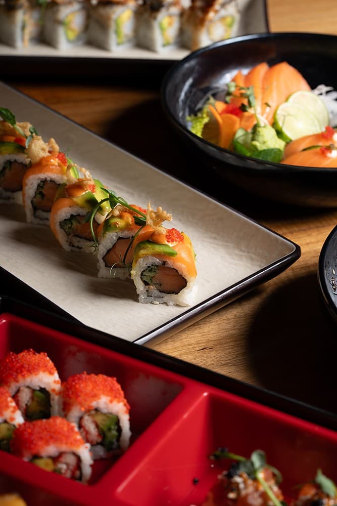 Sushi rolls at Japanese restaurant, Padmaraga Galle Fort