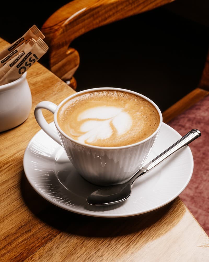Latte art coffee close, Padmaraga Galle Fort cafe