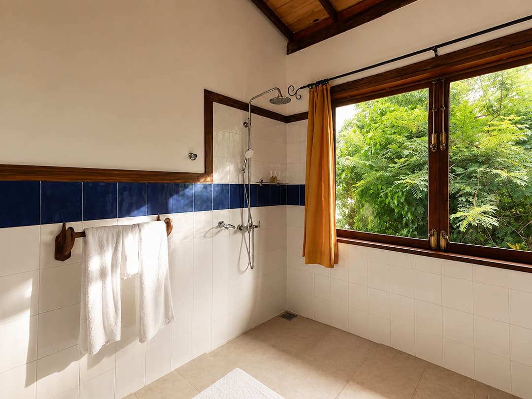 Koggala Lake bathroom with shower and window