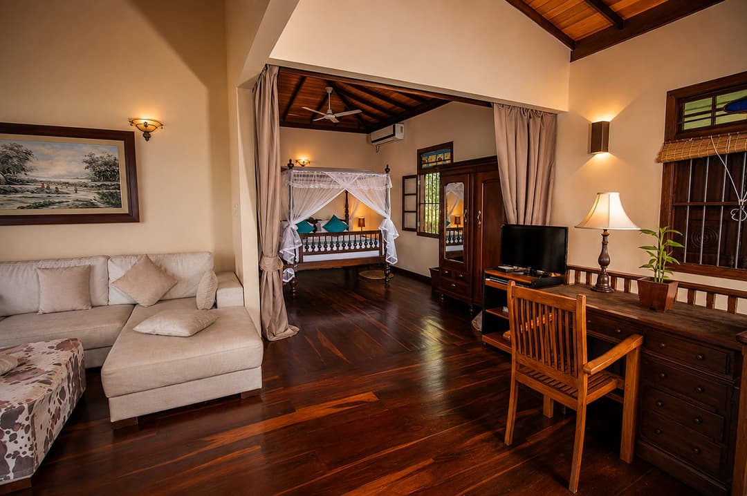 Koggala Lake bedroom with desk and sofa interior