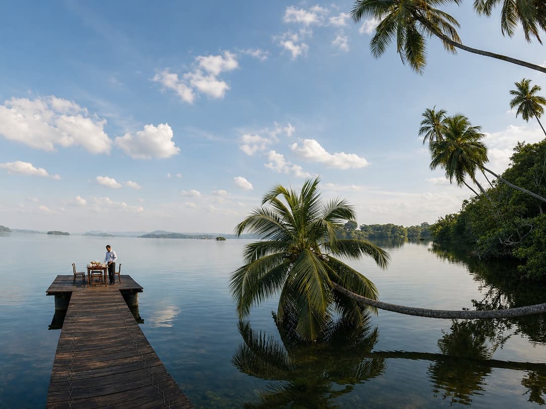 Koggala Lake jetty view at dawn