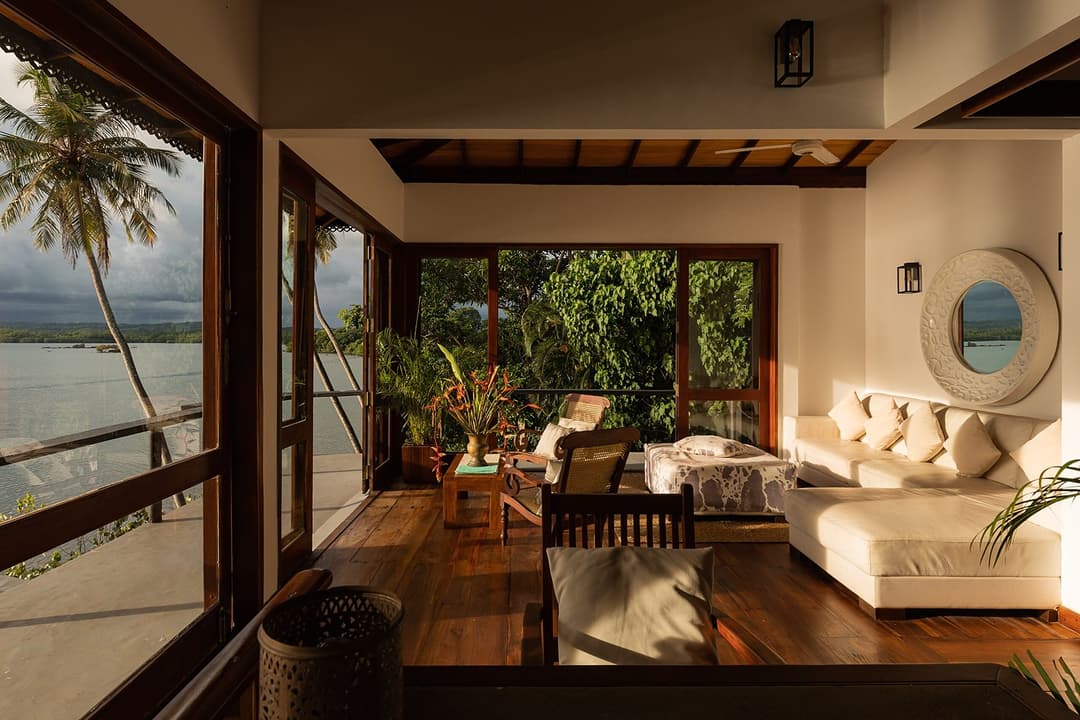 Koggala Lake living area sofa with lake view