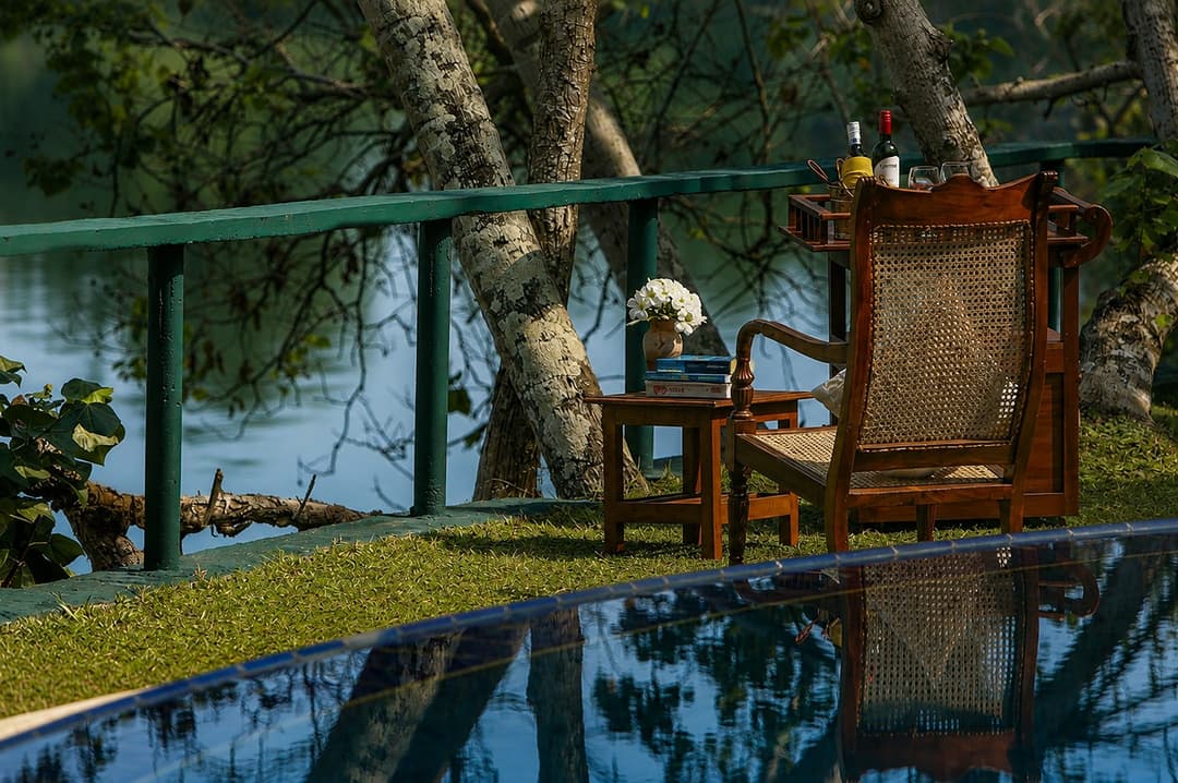 Koggala Lake pool edge with lounge chair