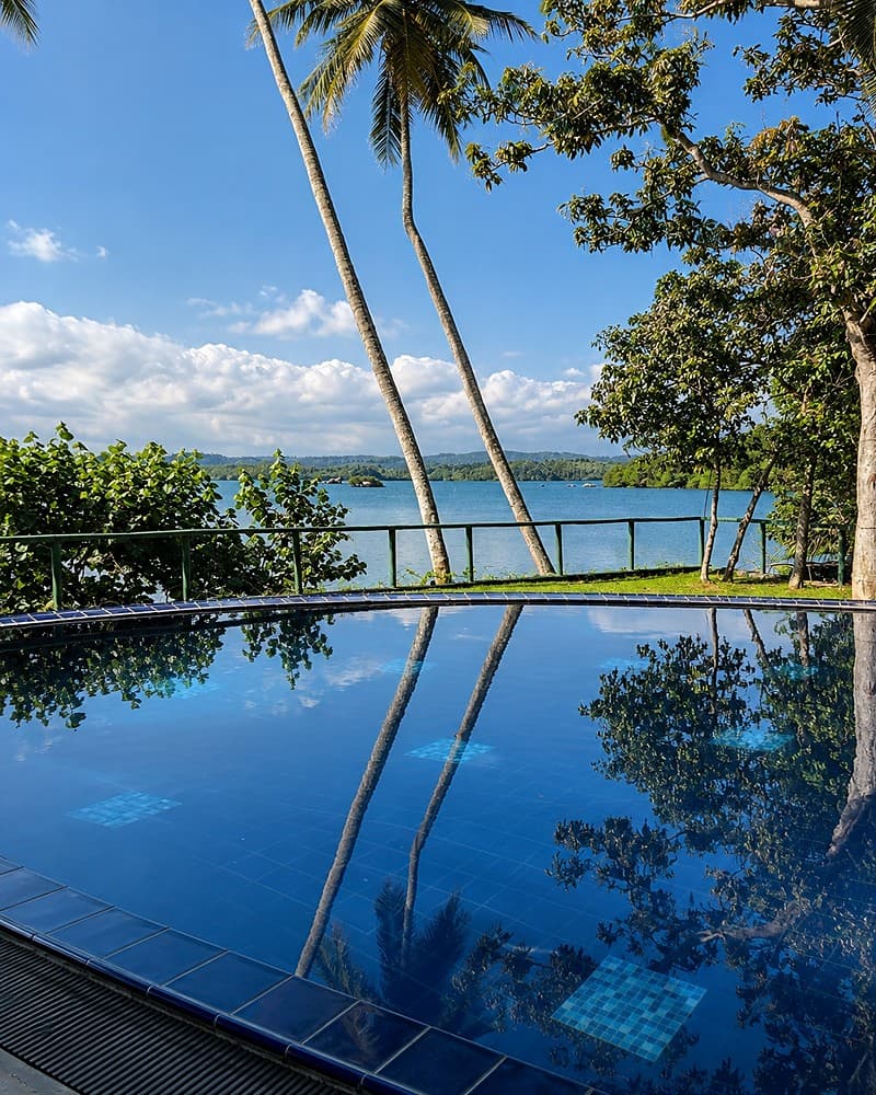 Koggala Lake pool with close reflection view