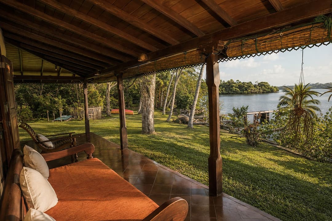 Koggala Lake veranda daybed lounge with lake view