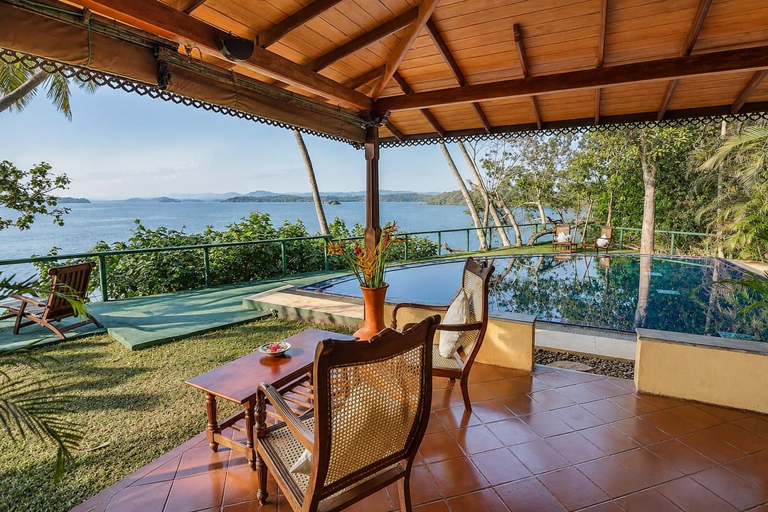 Koggala Lake veranda hammock with pool view