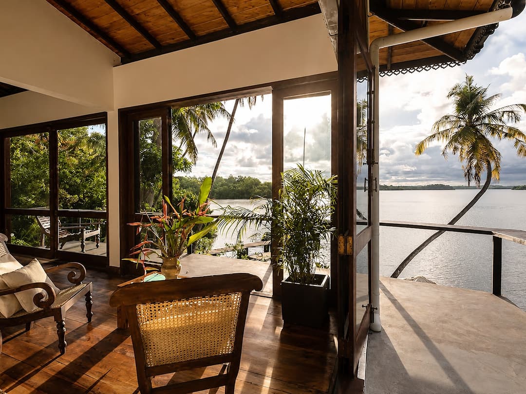 Kingfisher House Koggala senset panoramic deck view