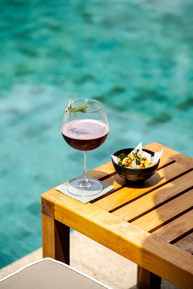 Fort Bazaar Galle poolside drink on table