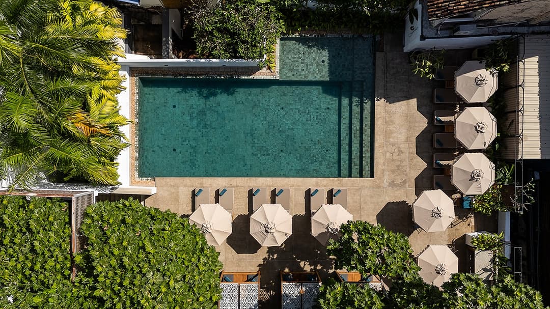 Fort Bazaar Galle pool aerial garden view