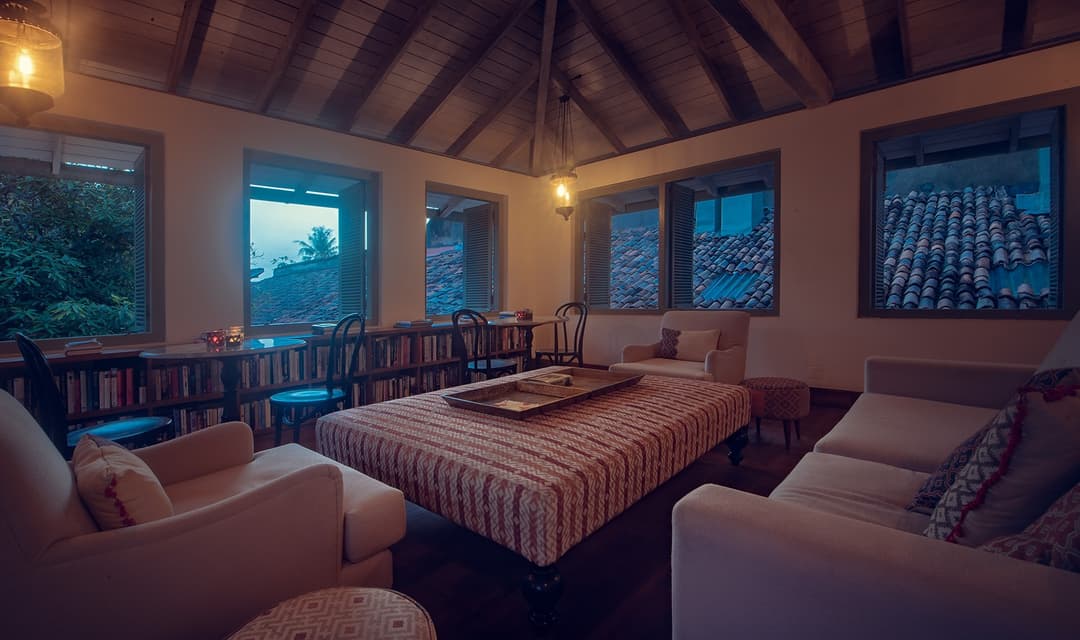 Fort Bazaar Galle library interior with soft lighting