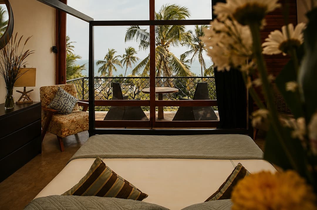 Mirissa bedroom with leaf plant interior
