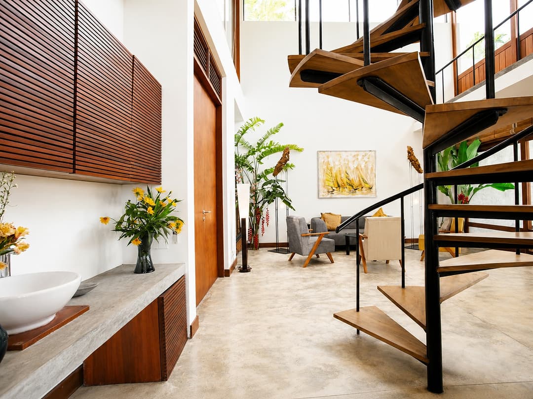 Mirissa interior spiral staircase with vanity